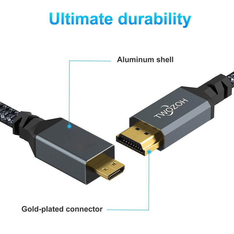 Twozoh 4K Micro HDMI to HDMI Cable 3.3FT, High-Speed Full HDMI to Micro HDMI Braided Cord Support 3D 4K/60Hz 1080p - Image 4